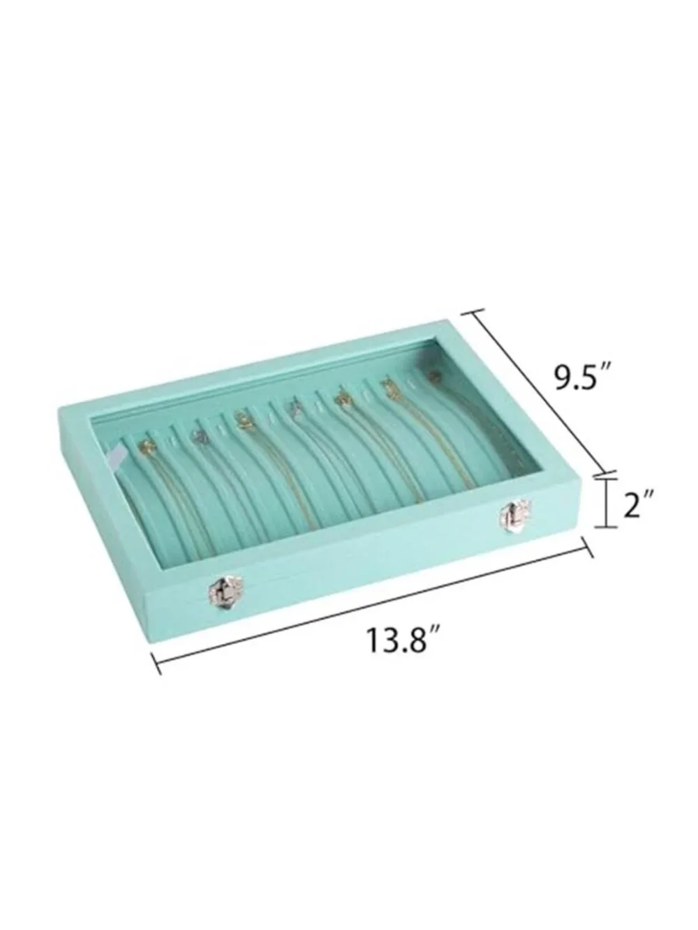 15 Hooks Necklace Organizer,Velvet Necklace Holder Tray with Lid | Jewelry Box
